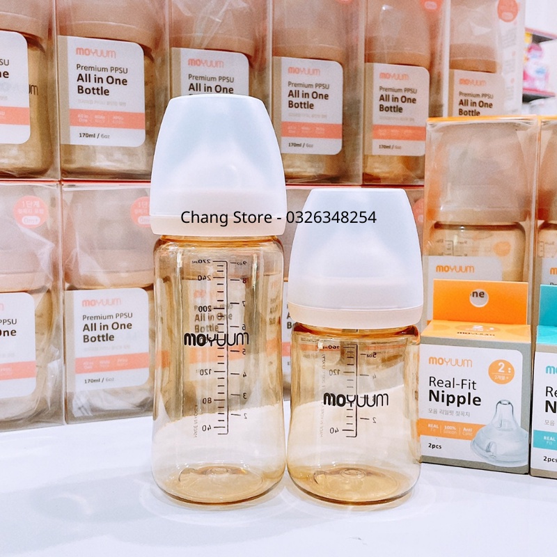 [CHÍNH HÂNG] Bình Sữa Moyuum Nội Địa Hàn Quốc, Núm Ty Sillicon Siêu Mềm 170ml/ 270ml