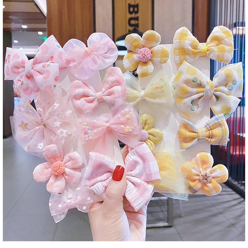 Bộ Kẹp Tóc Đính Nơ Ren Dễ Thương Thời Trang Hàn Quốc 2022 Dành Cho Bé Gái