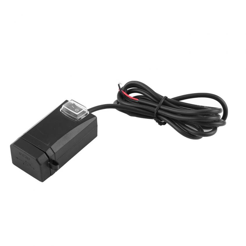 Bộ sạc điện thoại QC3.0 với công tắc 2 cổng USB 12-24V gắn xe máy tiện dụng