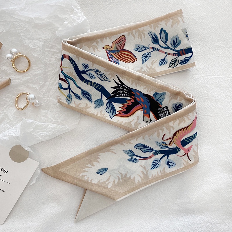 Khăn ruy băng phi lụa dài 2 mặt trang trí túi đa năng Hàn Quốc