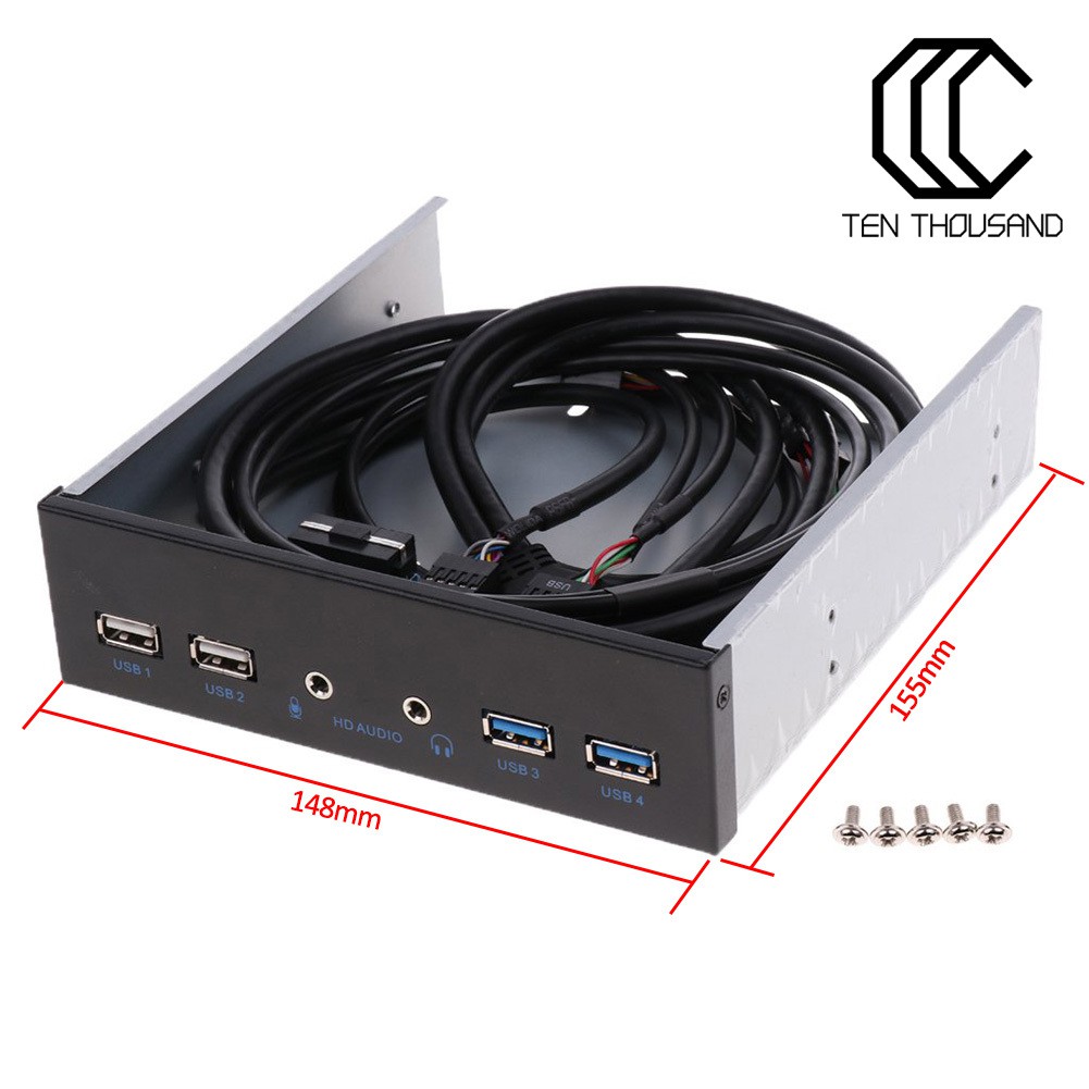 T~Dual USB 3.0 2.0 Port HUB HD Audio Floppy Drive Expansion Front Panel