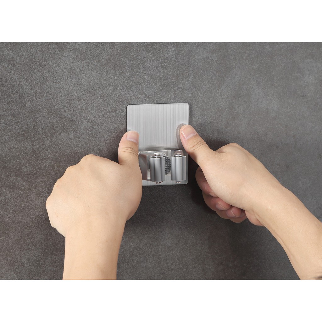 Combo 2 móc treo cán chổi dán tường nhà bếp inox 304 Hobby home decor MTCV-2 có keo dán