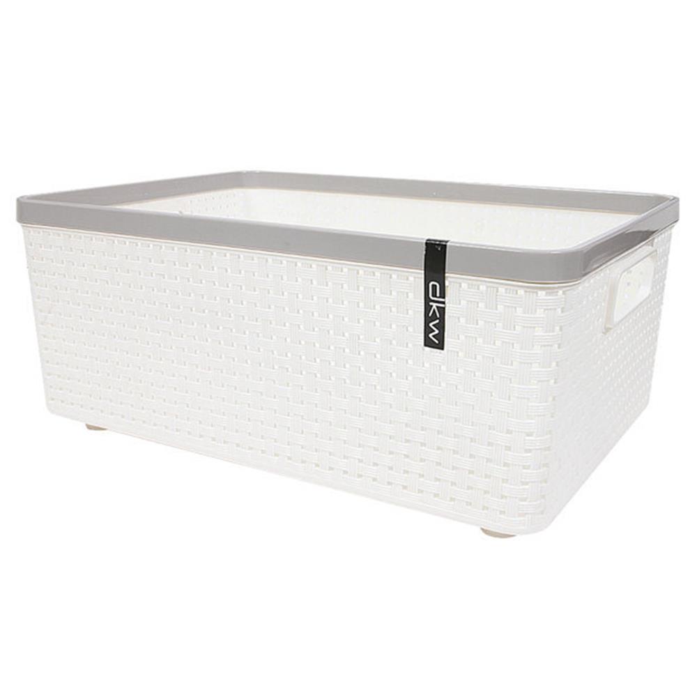 HomeBase DKW rổ đựng đồ bằng nhựa Thái Lan size L 16x37x26cm màu trắng