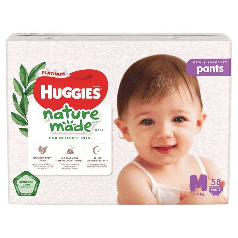 Tã quần Huggies platinum nature made M58/L44/Xl38/XX26 miếng