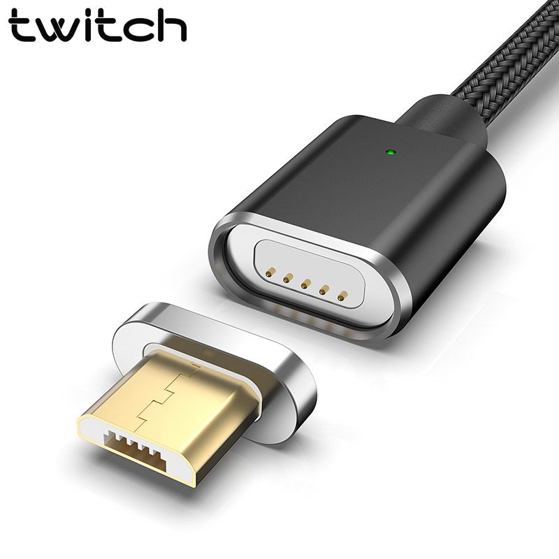 Cáp sạc Twitch T04 từ tính có đèn LED tùy chọn cho Iphone Samsung Android