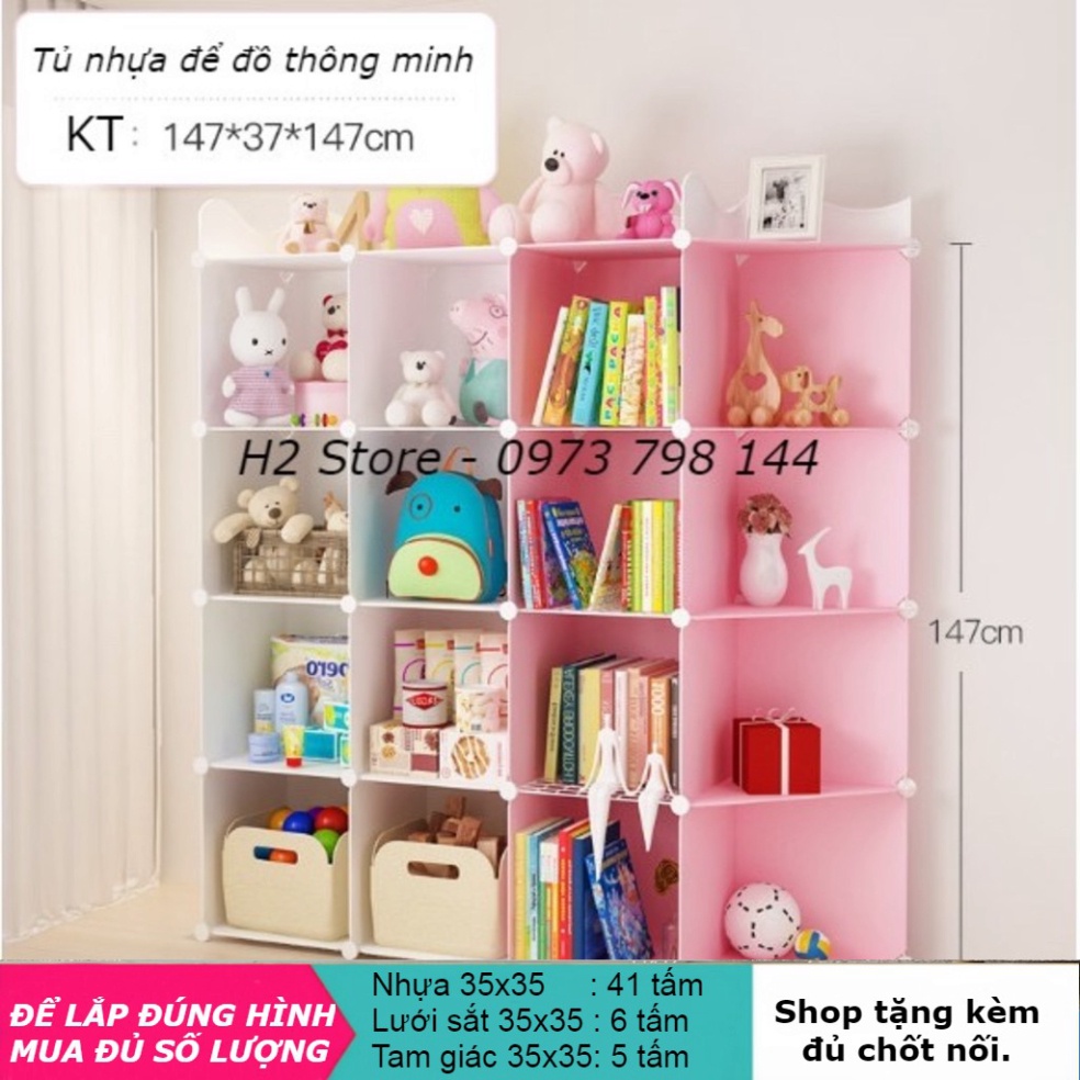 [BÁN THEO TẤM] TỦ KỆ NHỰA LẮP GHÉP ĐỂ ĐỒ CHƠI, GẤU BÔNG, SÁCH VỞ CHO BÉ YÊU
