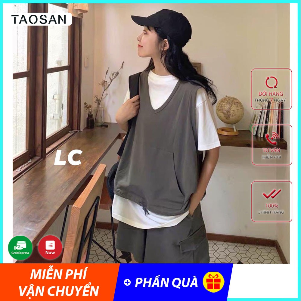 [TẶNG BẠN 1C KHÂUTRANG NHÉ] Sét đồ nữ áo thun kèm gile và quần đùi ống rộng, bộ ulzzang đi chơi freesize Taosan | BigBuy360 - bigbuy360.vn