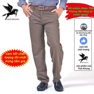 quần kaki nam trung niên ống suông vải cotton dày loại quần dài kaki trung