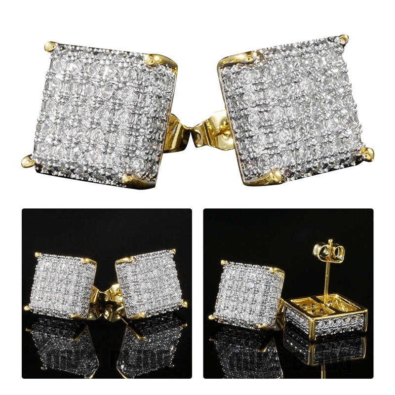 Đôi Khuyên Tai Hình Vuông Đính Đá Thời Trang Cho Nữ