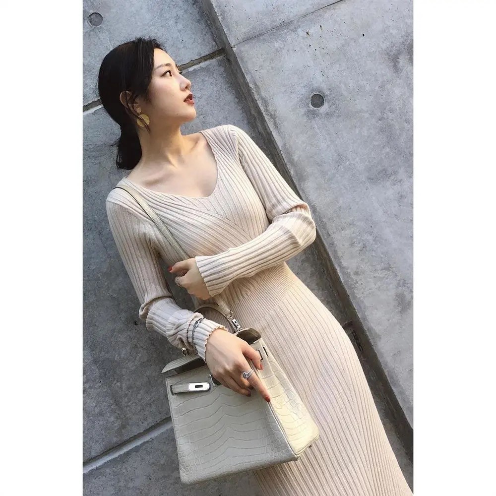 Váy Len Body Phong Cách Hàn Quốc Thời Trang Thu Đong Quảng Châu 2020