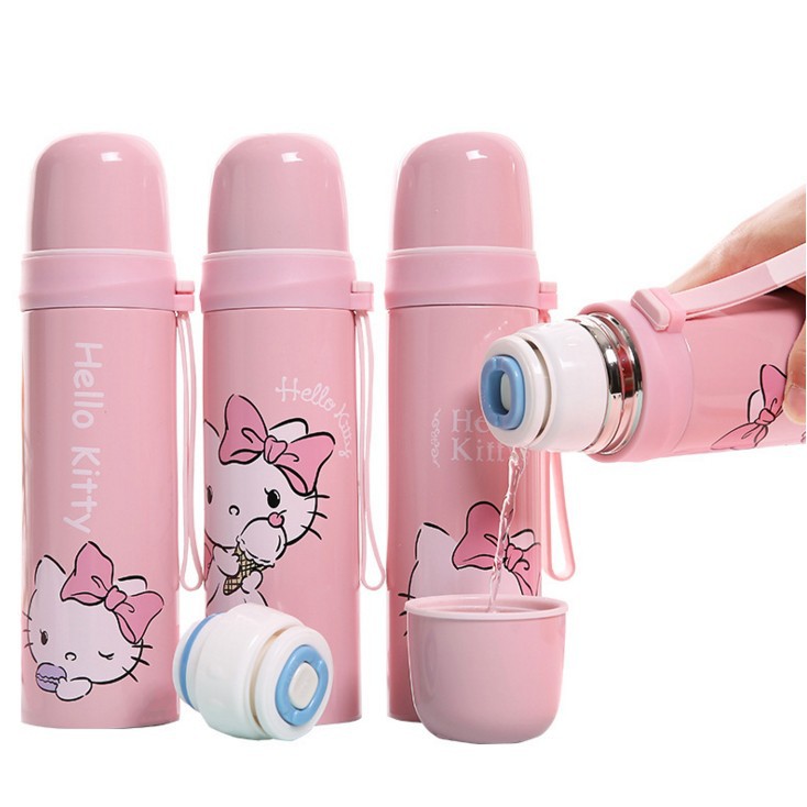 Bình Nước Giữ Nhiệt Hai Lớp Chất Liệu Thép Không Gỉ Hình Hello Kitty