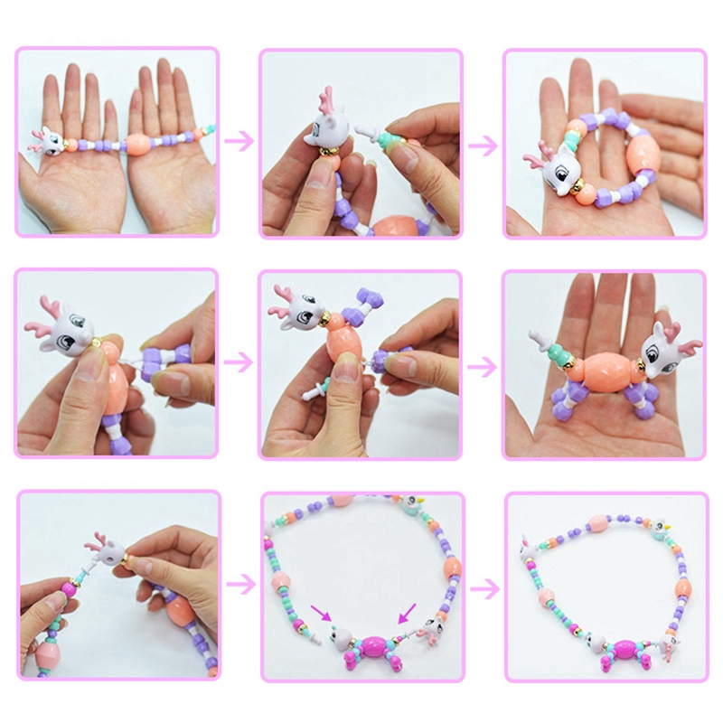 Phụ kiện thời trang cho bé gái Twisty Petz, Vòng tay hình thú kỳ lân dễ thương, Đồ chơi vòng tay đính cườm vui nhộn