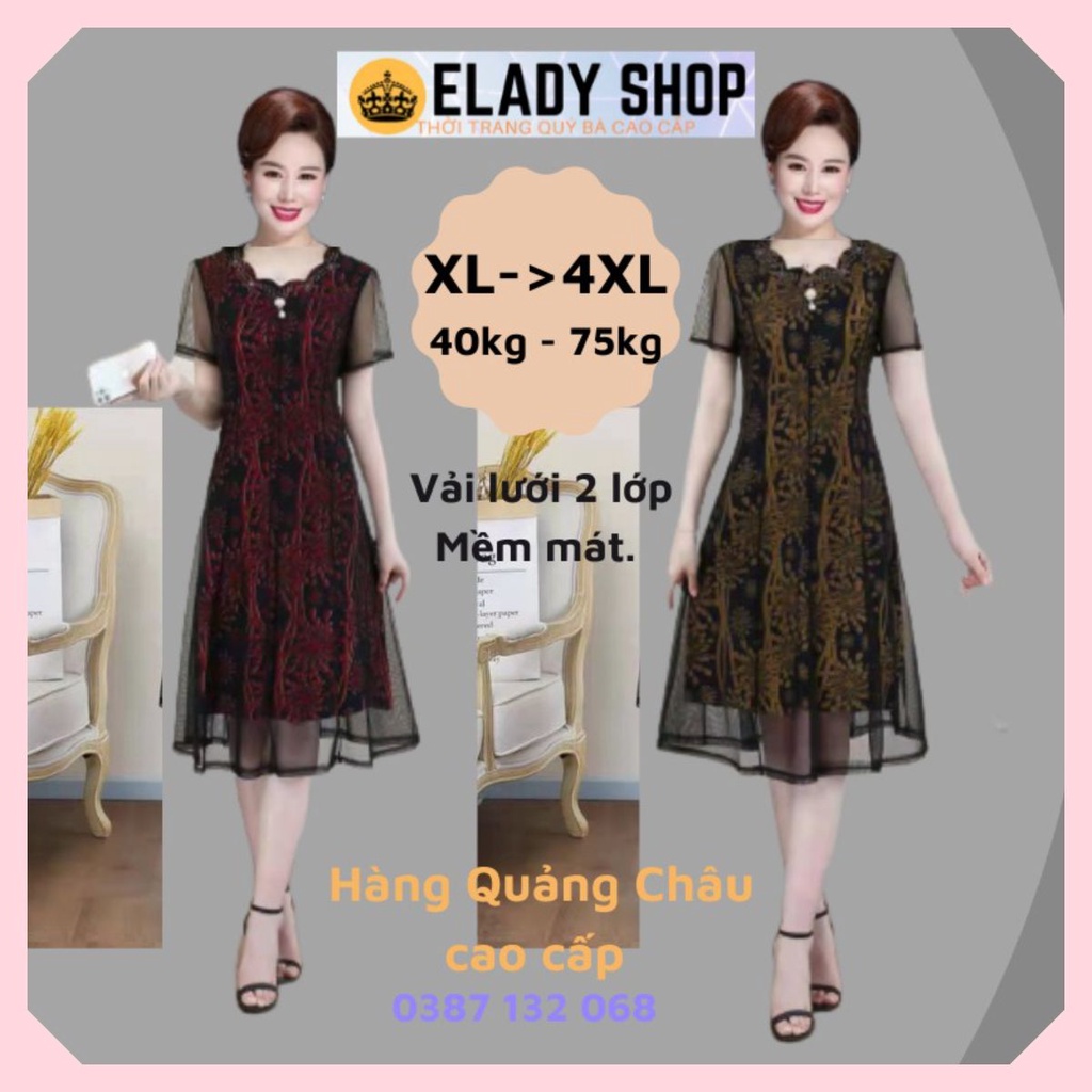 Đầm trung niên⚡FREESHIP⚡ Váy trung niên cho mẹ hàng Quảng Châu cao cấp chất vải voan lụa đẹp nhẹ, mịn mát, không bị xù
