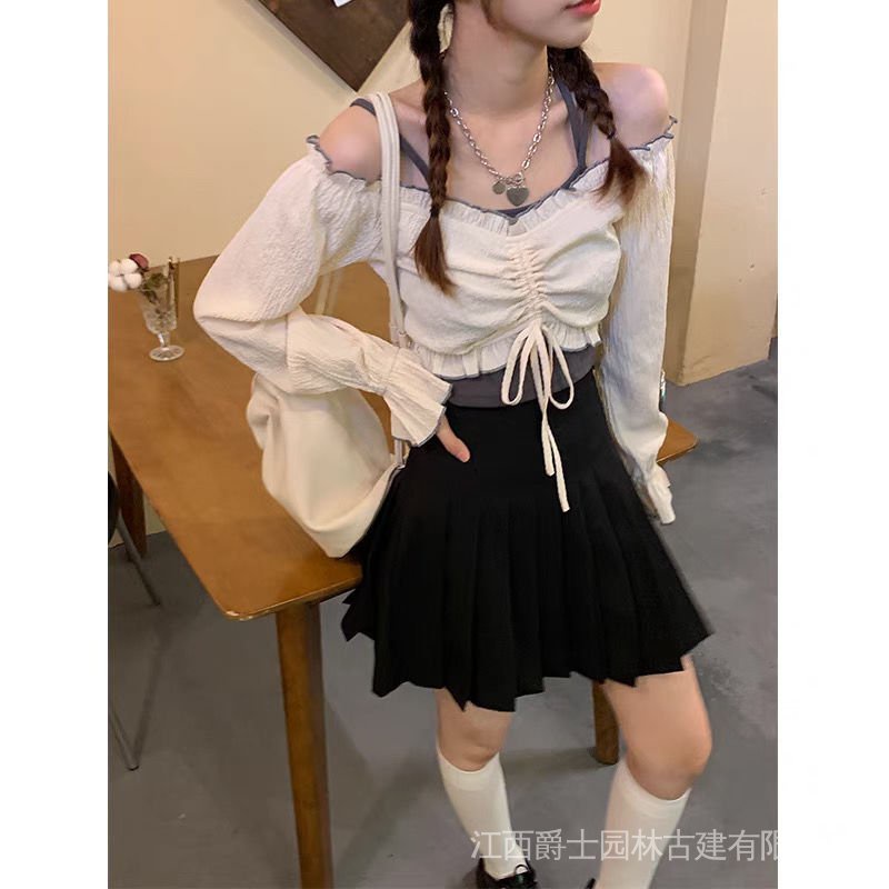 Áo hai dây dáng ngắn phối dây rút thời trang mùa hè