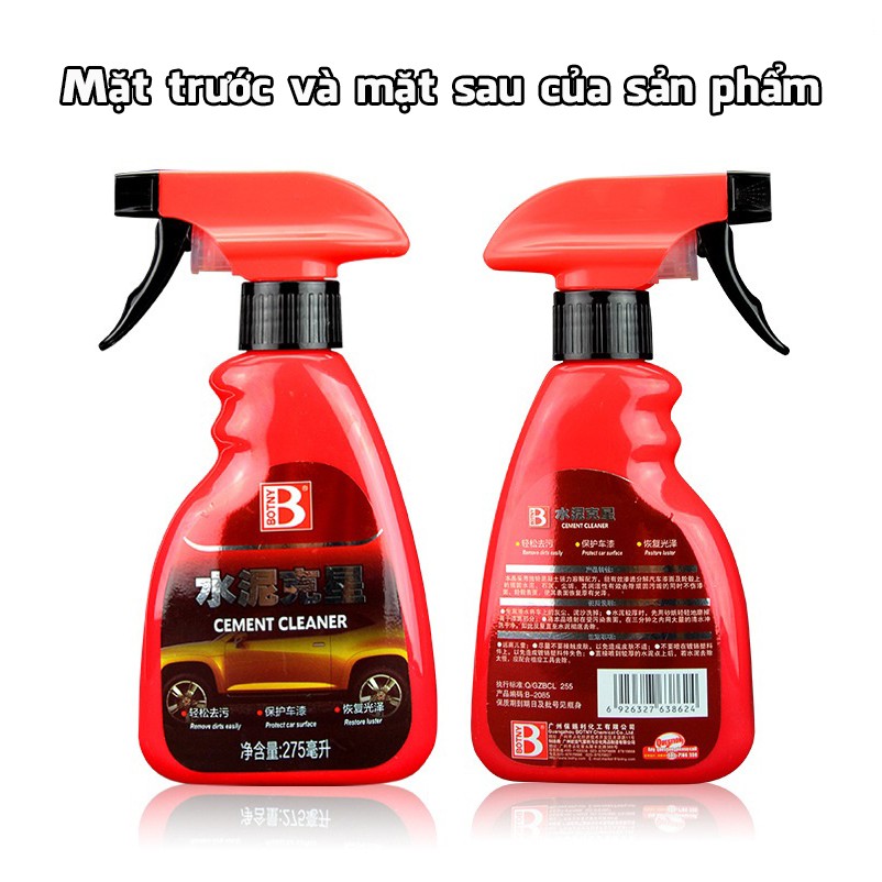 Chai xịt tẩy xi măng dính trên ô tô Cement Cleaner Botny B-2085 an toàn hiệu quả dung tích 275ml