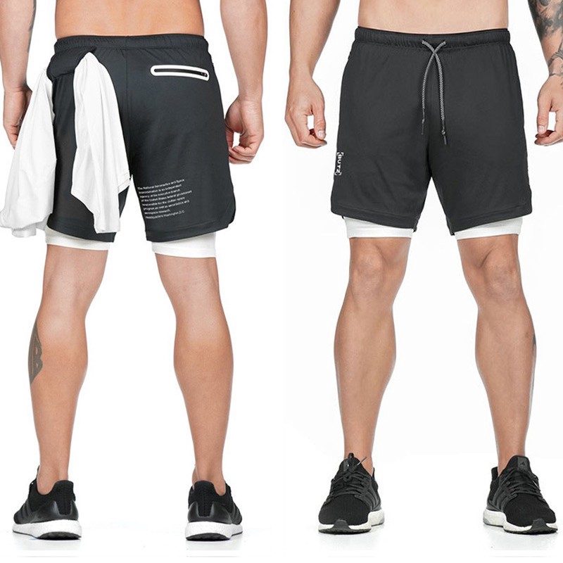 Sports Shorts Men's 2 In 1 Fitness Jogging Training Shorts