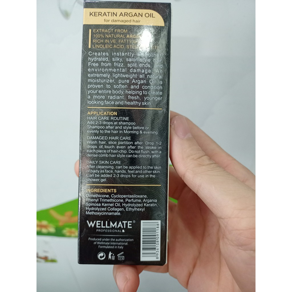 Tinh dầu dưỡng tóc wellmate keratin argan oil