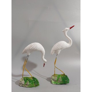 Cặp Cò Gốm Phụ Kiện Trang Trí Tiểu Cảnh, Non Bộ, Bonsai, Bể Cá
