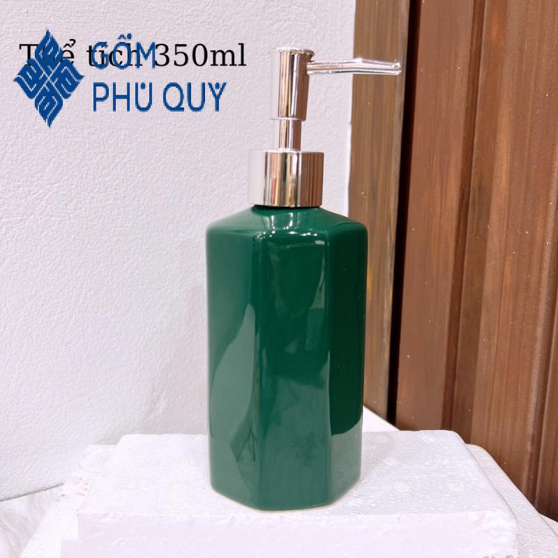 Bình Đựng Dầu Gội ⚱ Gốm Sứ Bát Tràng ⚱ Chai Chiết Xà Phòng,bình Sứ Xanh Cổ Vịt Gomphuquy Dnc05