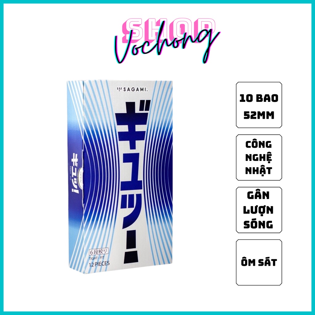 BCS Sagami Tight Fit siêu mỏng 6 GÂN LƯỢN SÓNG HỘP 12 CÁI NHẬT BẢN CHÍNH HÃNG