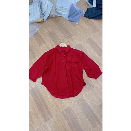 ÁO SƠ MI NHUNG TĂM FROM RỘNG SIÊU HÓT MS17728