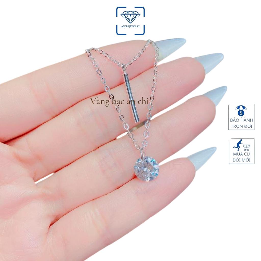 Dây chuyền 2 tầng + 2 mặt - chuẩn bạc ta mạ vàng sáng đẹp , Anchi jewelry