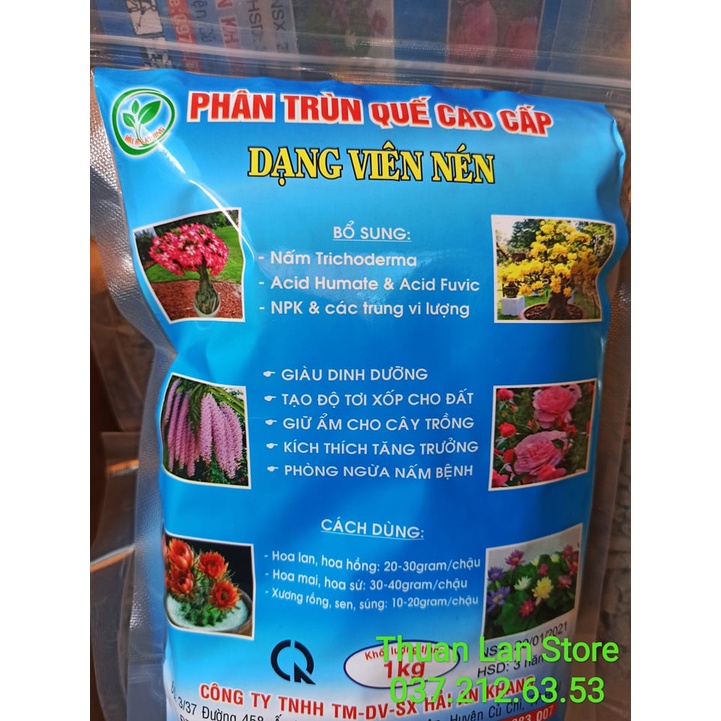 Gói 1kg Phân Trùn Quế Dạng Nén Viên