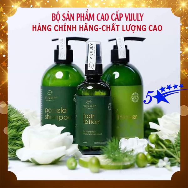 Bộ sản phẩm cao cấp ViJully Cao Cấp: Tinh dầu bưởi, dầu gội, dầu xả giảm rụng tóc, giúp nhanh mọc tóc và phục hồi hư tổn