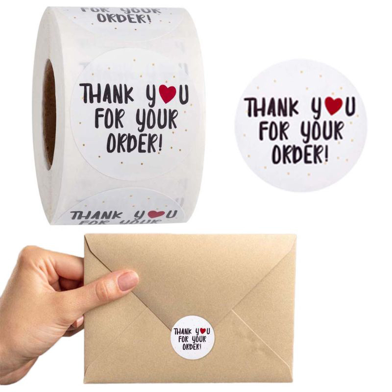 Set 500 Miếng Dán Tròn In Chữ Thank You For Your Order