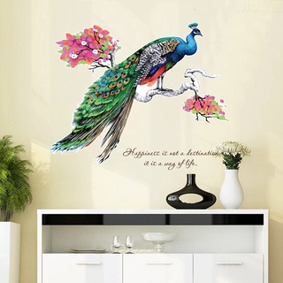 Decal dán tường Chim công 3D