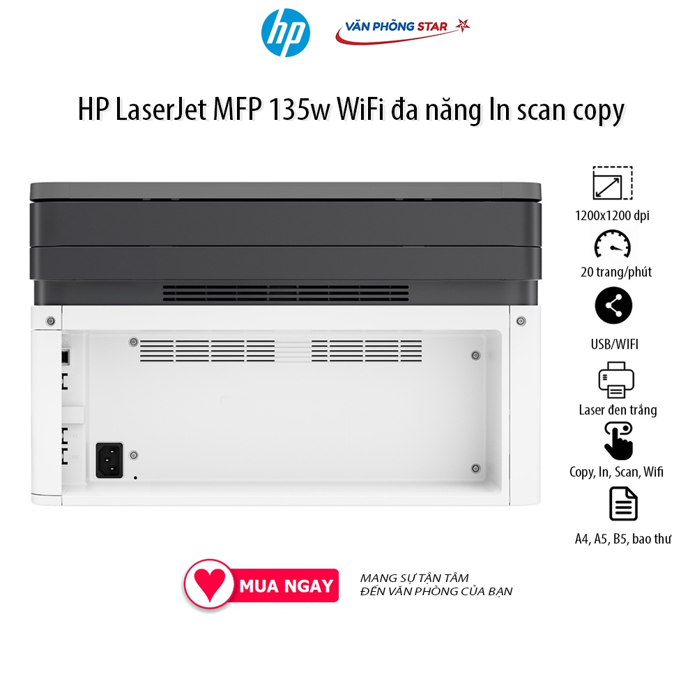 Máy in WIFI HP 135W đa chức năng in, copy, scan tốc độ 20 trang/phút mới 100% chính hãng bảo hành toàn quốc