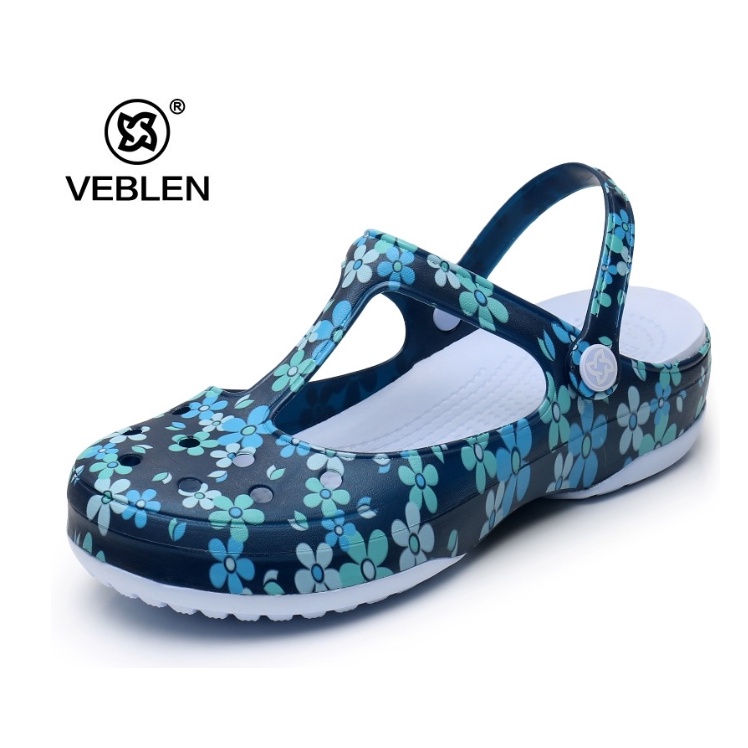 Sẵn Crocs nữ, giày nhựa đi mưa Veblen hoạ tiết nhỏ xinh