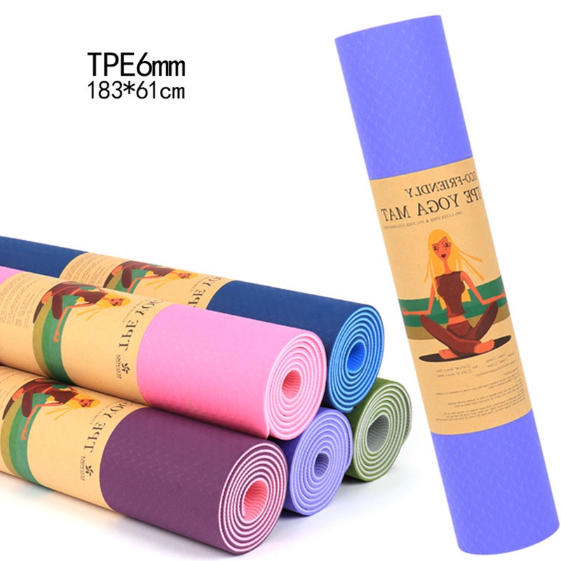 Thảm Tập Yoga TPE Dầy 6mm 2 Lớp Cao Cấp Chống Trơn Trượt