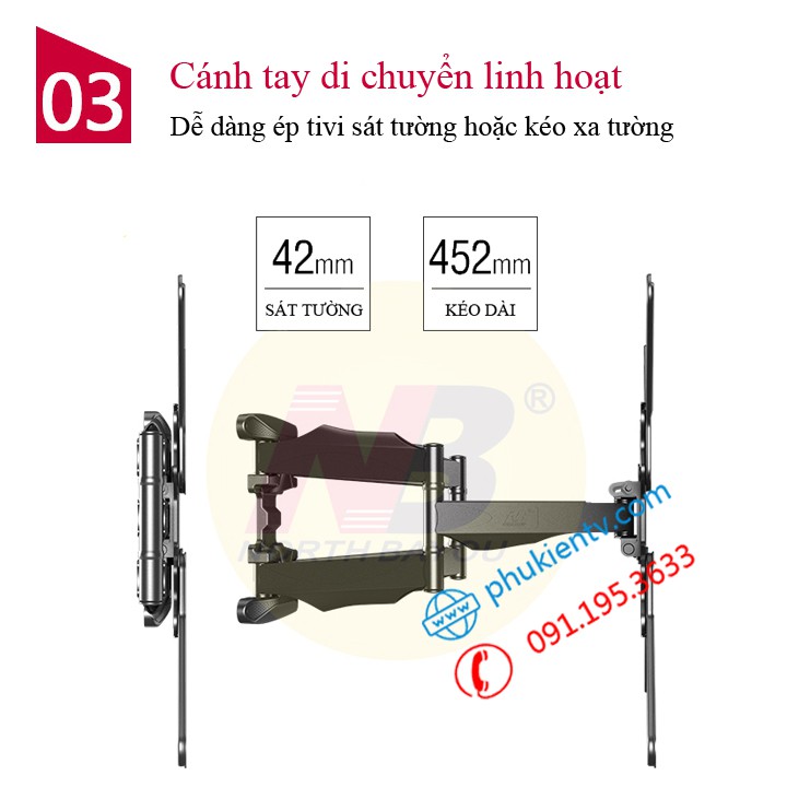 Giá treo tivi xoay đa năng NB P5 - NB P6 32 - 60 / 40 - 70 inch / 45 - 75 Inch - Khung treo tivi 6 cánh tay chịu lực