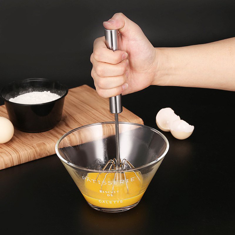 Đánh Trứng Cầm Tay - Cây Đánh Trứng Inox Trục Xoay Tự Động Nhỏ Gọn Tiện Dụng No.101229