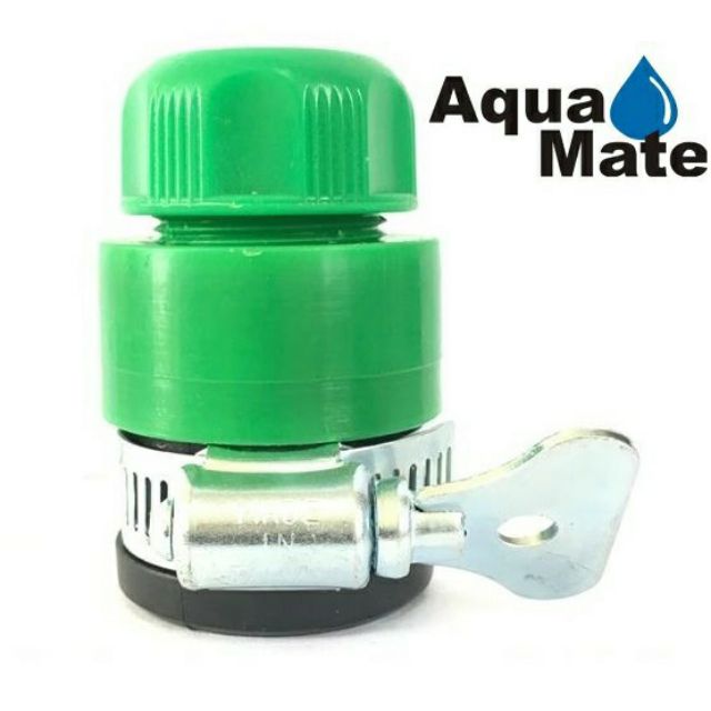 Đầu khớp nối dây ống với miệng vòi nước có đai xiết inox Aquamate