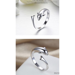 Nhẫn bạc  Hàn Quôc cá heo dạng mở N022 (tặng vòng tay chỉ đỏ may mắn)