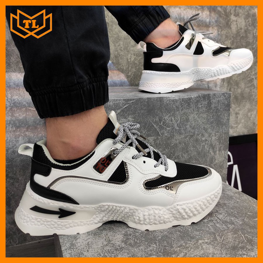 Giày sneaker nam đế cao mũi tên đen TL893 Shop Thành Long chuyên giày sneaker