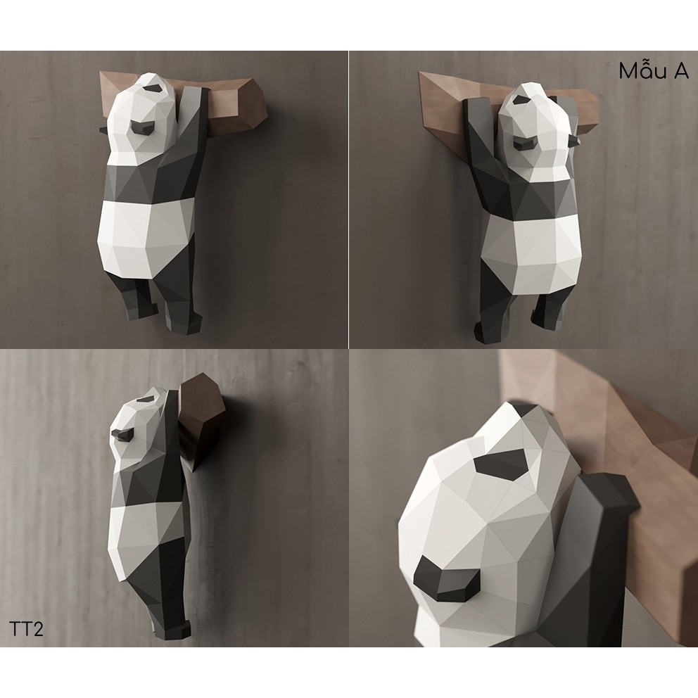 Mô hình giấy 3D DIY gấu trúc tự lắp treo trang trí tường