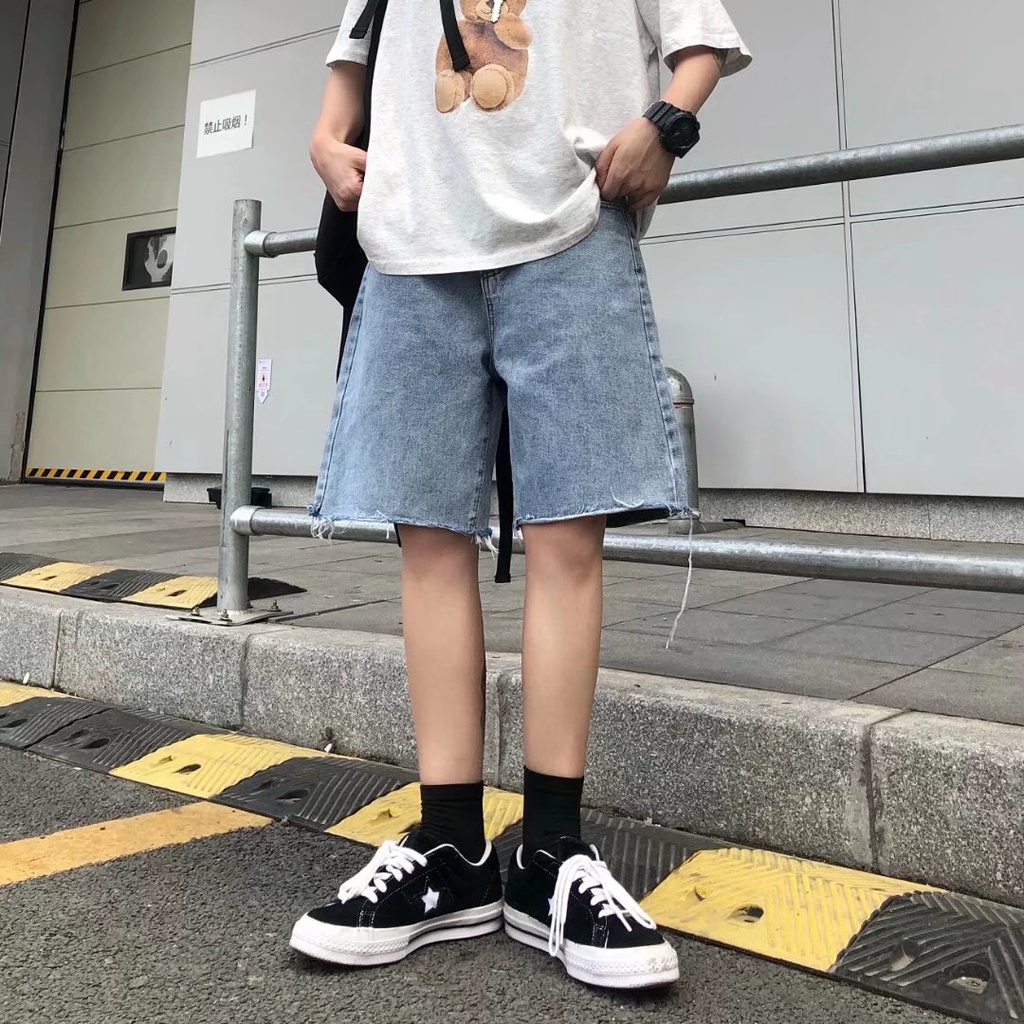 Quần Short Jeans Nam Nữ Thời Trang Quần Dài Nam Hàn Quốc QuầN Ngắn Nữ đơn Giản Quần Ngắn Nam Bông From Rộng Quần Short Jean Nam