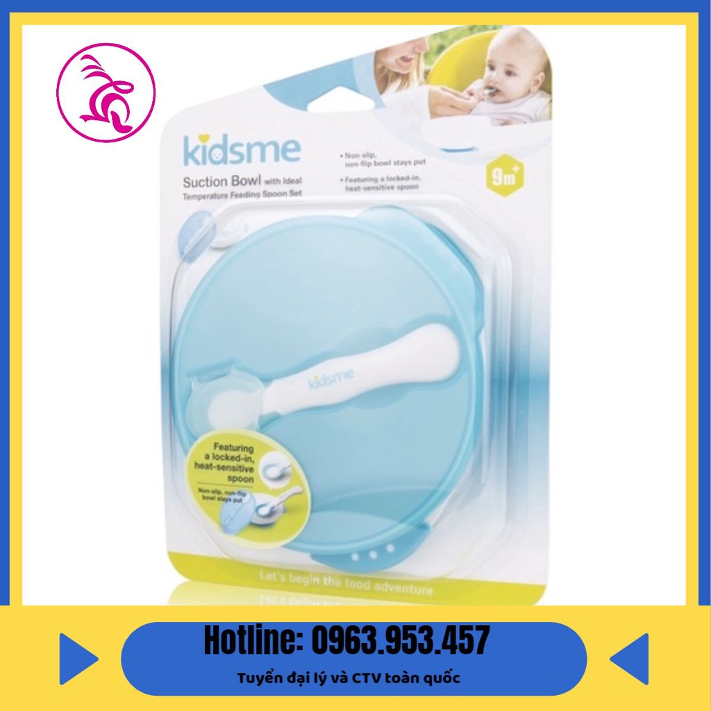 Bộ tô chống trượt Kidsme (kèm muỗng báo nhiệt) - Tô có thể cố định trong suốt bữa ăn