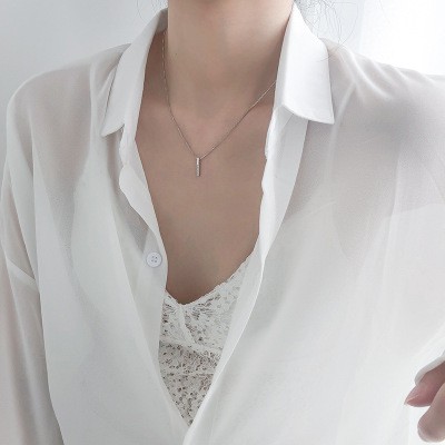 Bạc 925 Vòng cổ trang sức thời trang pha lê đơn giản cho nữ