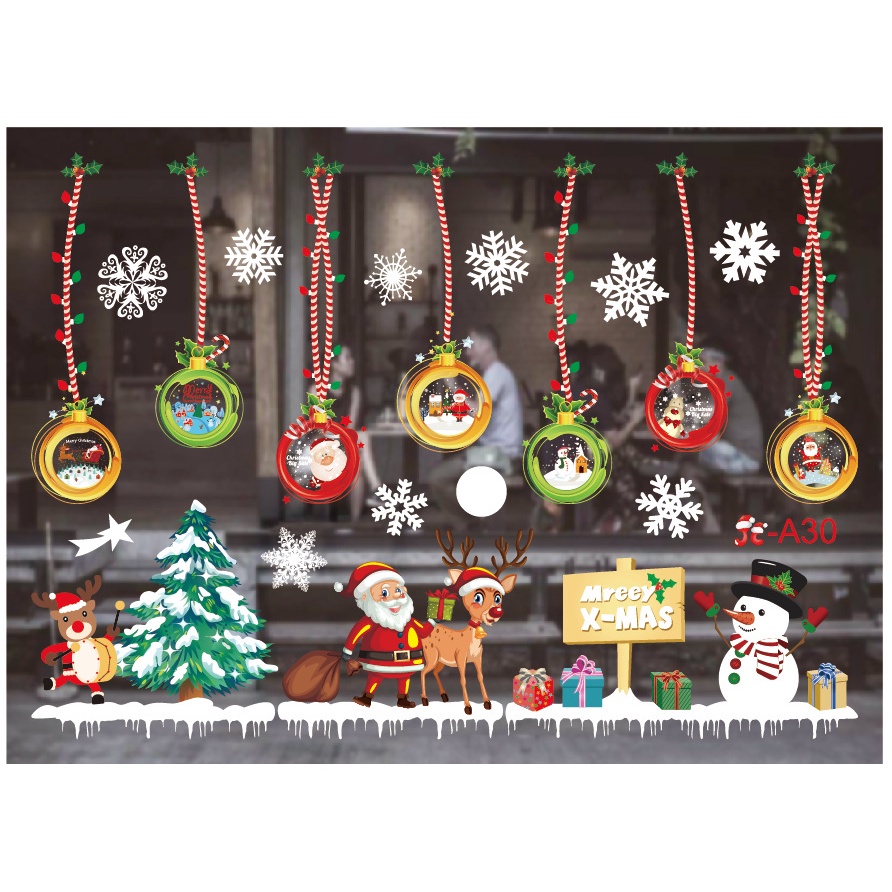 Decal Hít Tích Điện Trang Trí Giáng Sinh Noel Dán Tường Dán Cửa Kính ❤️ FREESHIP❤️ Set 2 Tờ Decal ❤️ Momomart | BigBuy360 - bigbuy360.vn