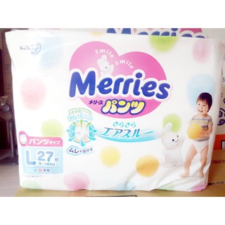 Bỉm Merries mini nội địa Nhật size L quần 27 miếng