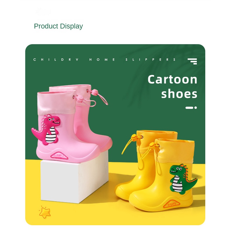 Giày Bốt Đi Mưa Chống Trượt Nhiều Màu Sắc Họa Tiết Hoạt Hình Dành Cho Bé Gái