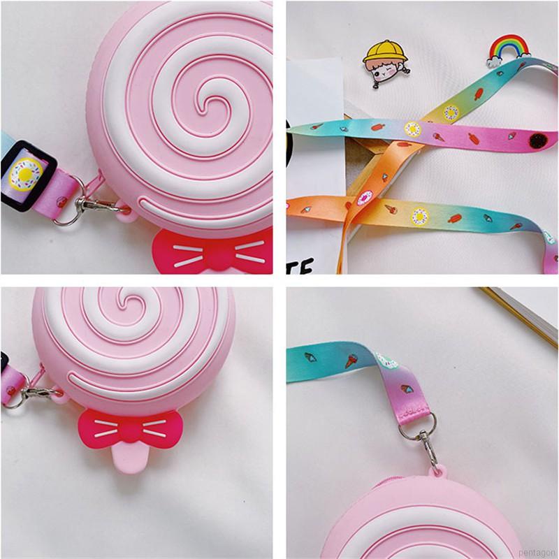 Mới Túi Đeo Chéo Hình Cây Kẹo Mút Dễ Thương Cho Bé Gái