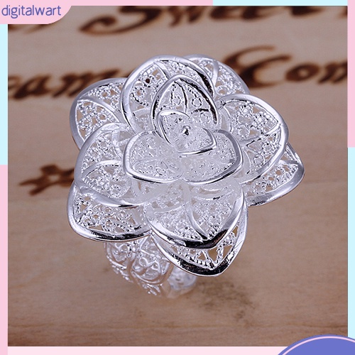 Nhẫn hở xi mạ bạc họa tiết hoa xinh xắn