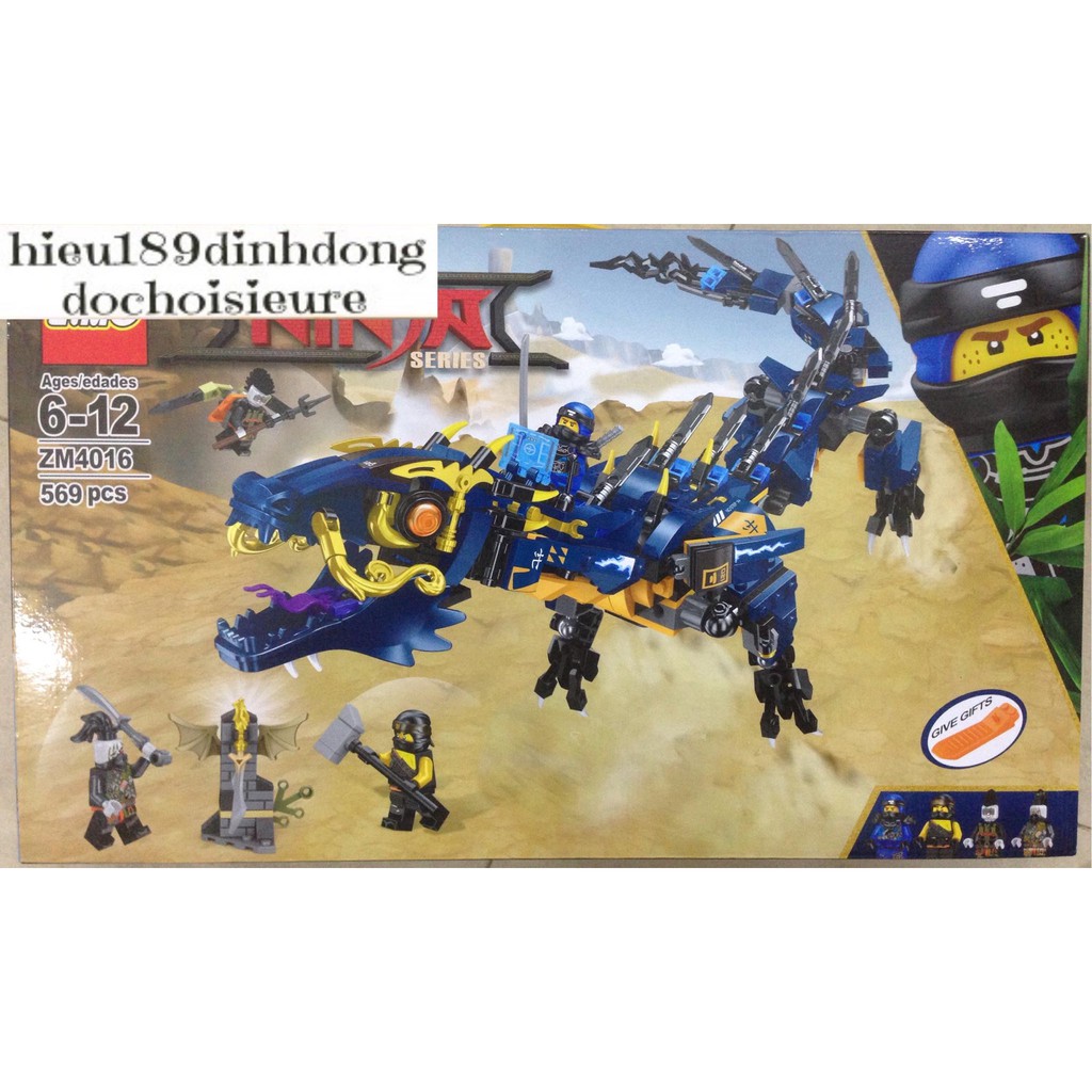 Lắp ráp xếp hình Lego ninjago movie 4016 : Rồng xanh sấm sét huyền thoại của ninja Jay (ảnh thật)