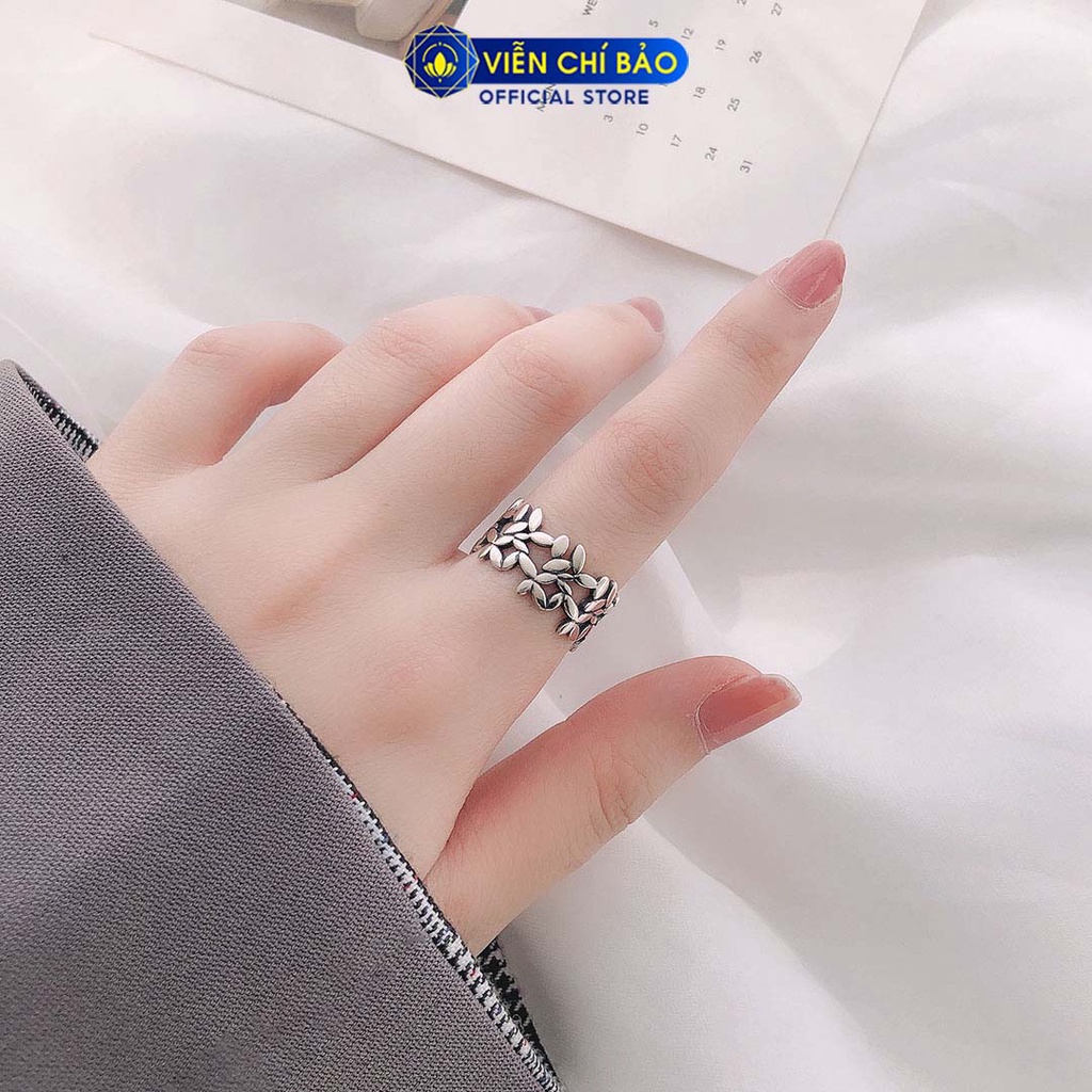 Nhẫn bạc nữ hình hoa lá bản hở chất liệu bạc Thái 925 thời trang phụ kiện trang sức nữ Viễn Chí Bảo N000026