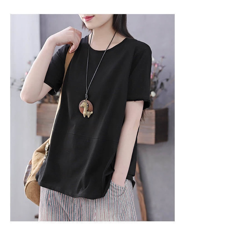 Áo Thun Tay Ngắn Dáng Rộng Thiết Kế Đơn Giản Thời Trang Cho Nữ Trung Niên